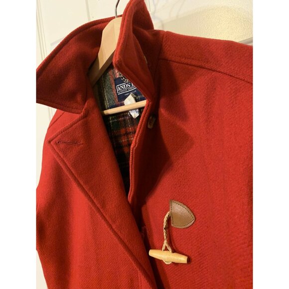 Lands End Hooded Wool Parka Toggle Coat Jacket Red Women’s Sz M MADE IN USA - Picture 7 of 9